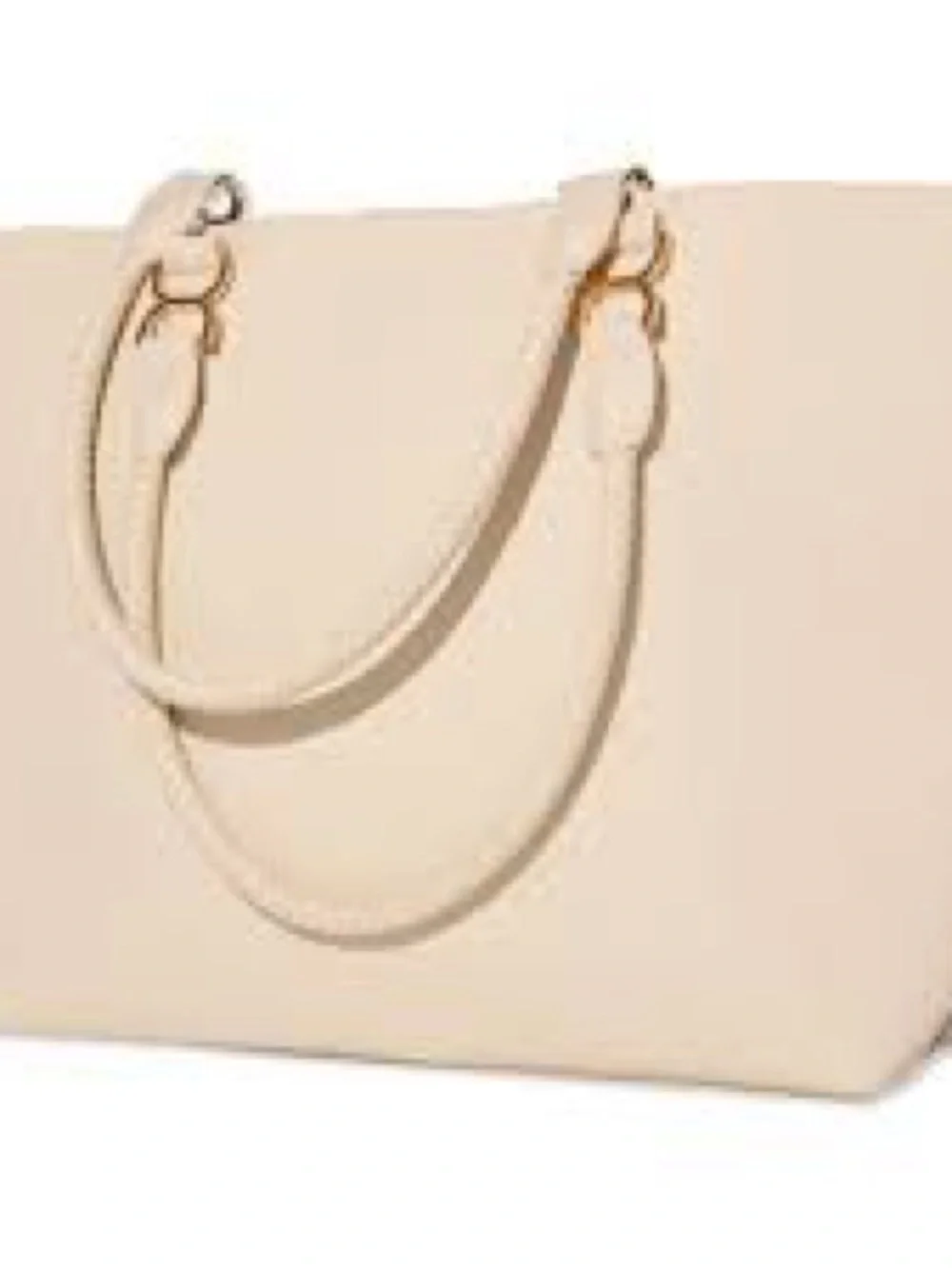 Cream Gold Buckle Large Tote, NWT